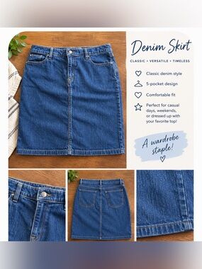 L.L. Bean Dark Blue Denim Mini Skirt